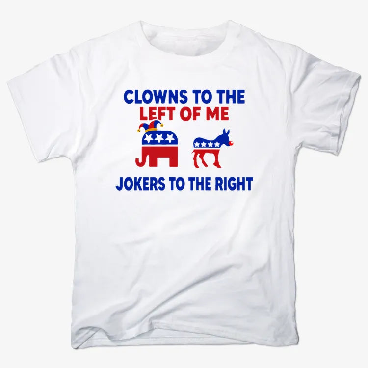 Clowns to the Left of Me Jokers to the Right-Unisex Heavyweight T-Shirt-White