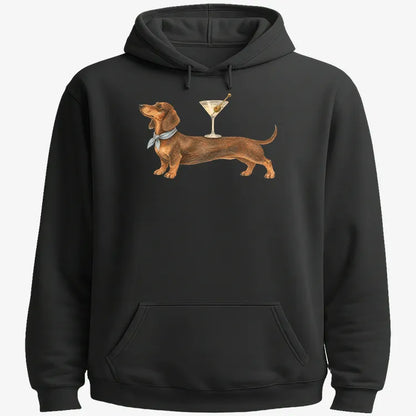 Dachshund With Martini-Hoodie-Black