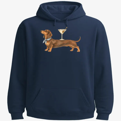 Dachshund With Martini-Hoodie-Navy Blue