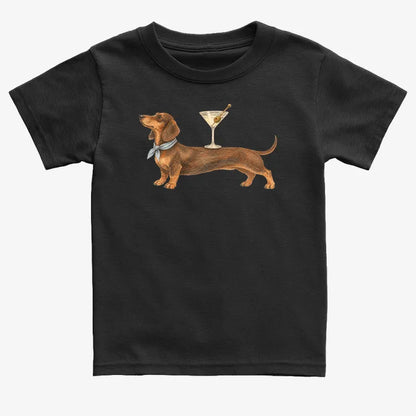 Dachshund With Martini-Kids T-Shirt-Black