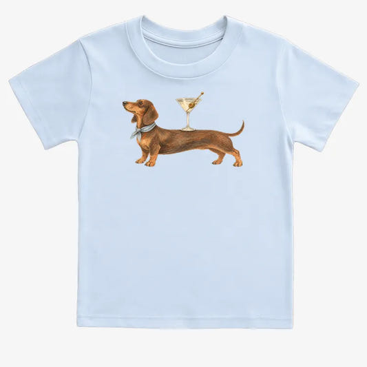 Dachshund With Martini-Kids T-Shirt-Blue