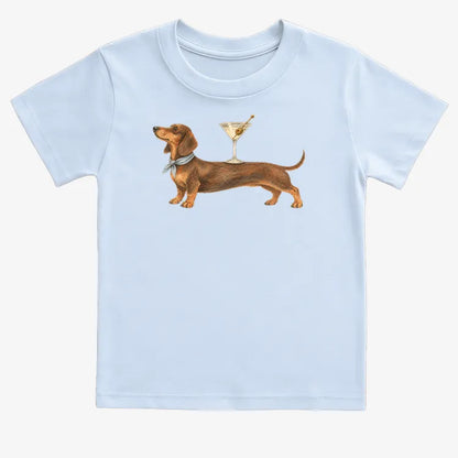 Dachshund With Martini-Kids T-Shirt-Blue