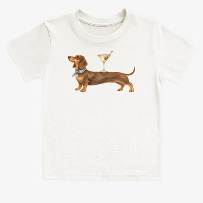 Dachshund With Martini-Kids T-Shirt-White