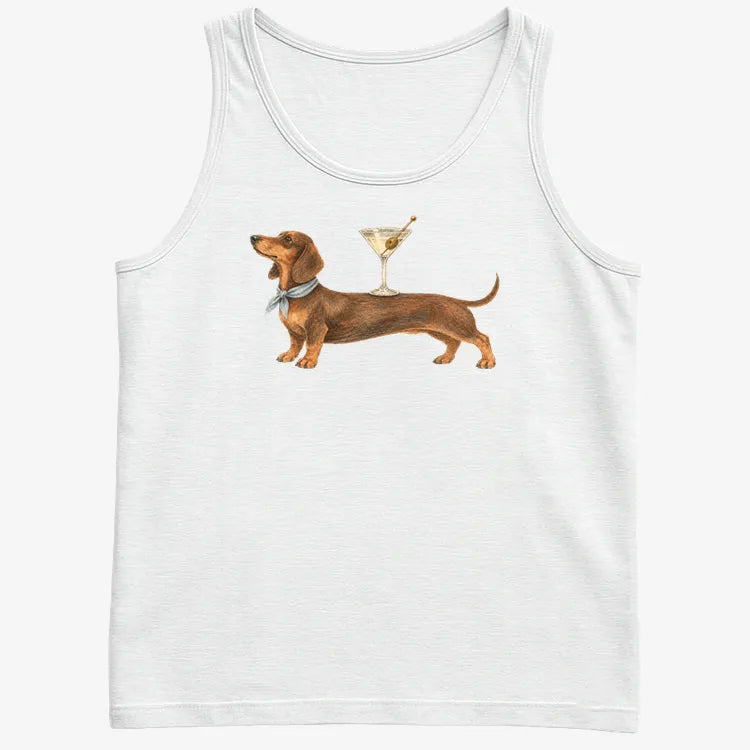 Dachshund With Martini-Men's Tank Top-White