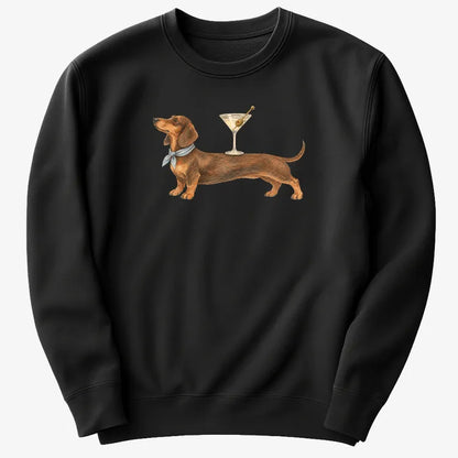 Dachshund With Martini-Sweatshirt-Black