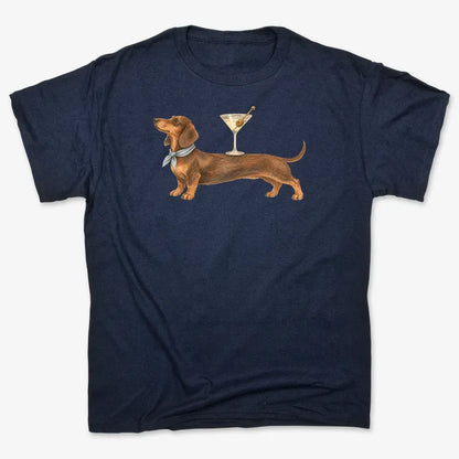 Dachshund With Martini-Unisex Heavyweight T-Shirt-Navy Blue