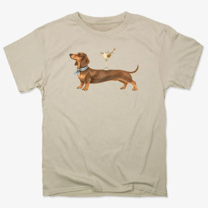 Dachshund With Martini-Unisex Heavyweight T-Shirt-Sand