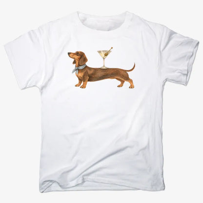 Dachshund With Martini-Unisex Heavyweight T-Shirt-White