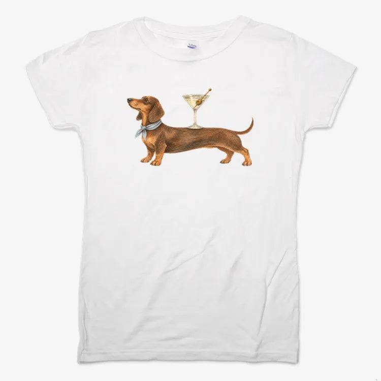 Dachshund With Martini-Women's T-Shirt-Snow