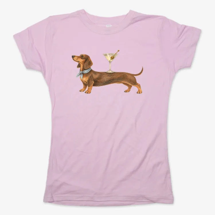 Dachshund With Martini-Women's T-Shirt-Soft Pink