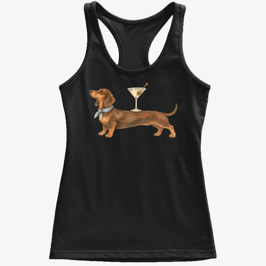 Dachshund With Martini-Women's Tank Top-Midnight