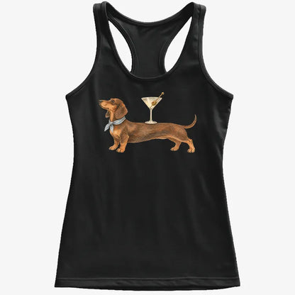 Dachshund With Martini-Women's Tank Top-Midnight