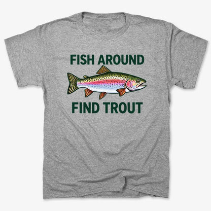 Fish Around Find Trout-Unisex Heavyweight T-Shirt-Heather Gray