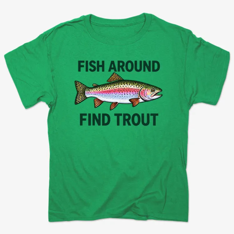 Fish Around Find Trout-Unisex Heavyweight T-Shirt-Kelly Green Heather