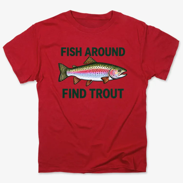 Fish Around Find Trout-Unisex Heavyweight T-Shirt-Red