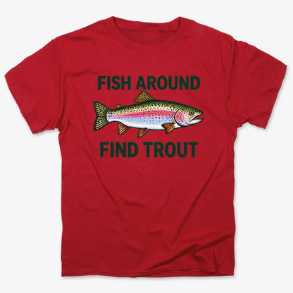 Fish Around Find Trout-Unisex Heavyweight T-Shirt-Red