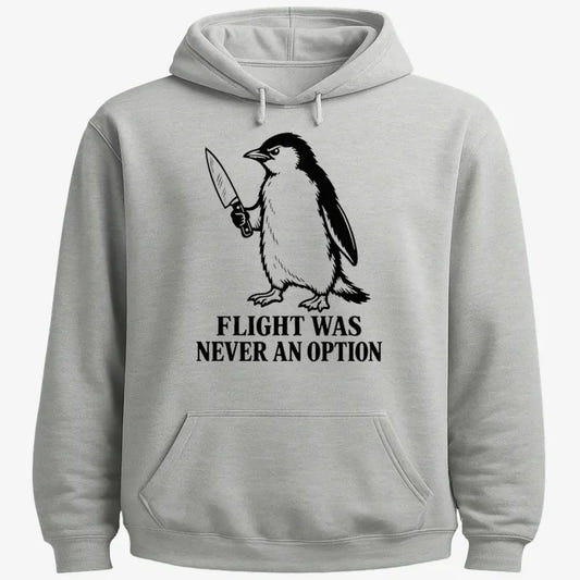 Flight Was Never An Option Penguin-Hoodie-Gray Heather