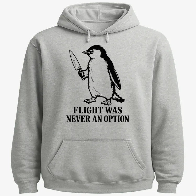 Flight Was Never An Option Penguin-Hoodie-Gray Heather