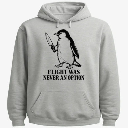 Flight Was Never An Option Penguin-Hoodie-Gray Heather