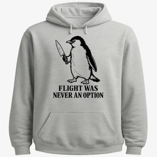 Flight Was Never An Option Penguin-Hoodie-Gray Heather