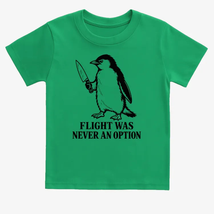 Flight Was Never An Option Penguin-Kids T-Shirt-Green