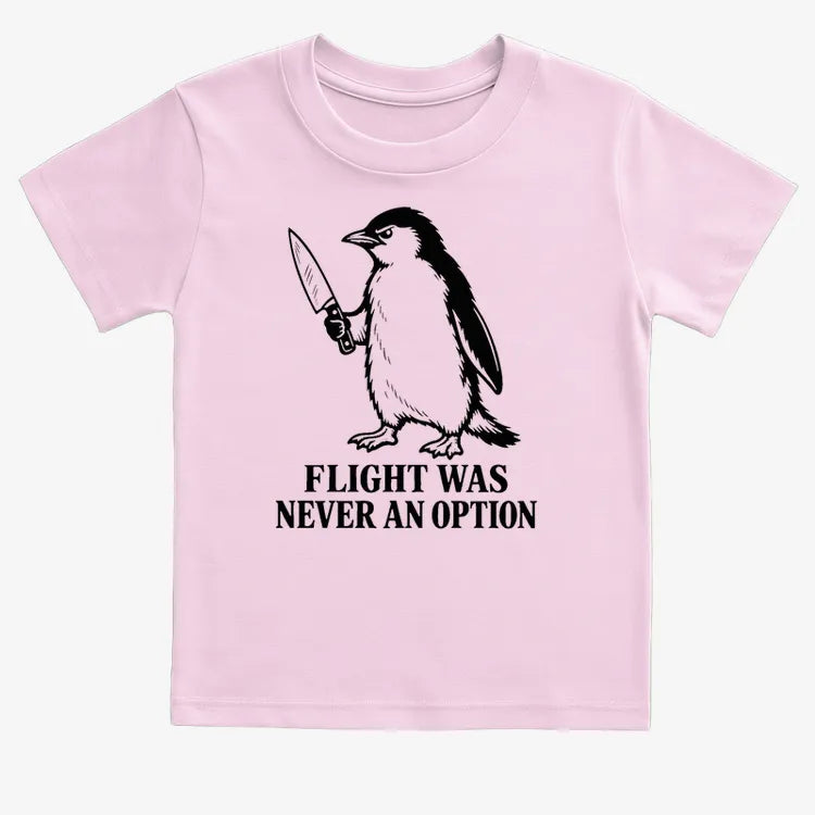 Flight Was Never An Option Penguin-Kids T-Shirt-Pink