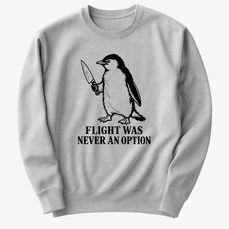 Flight Was Never An Option Penguin-Sweater-Gray Heather