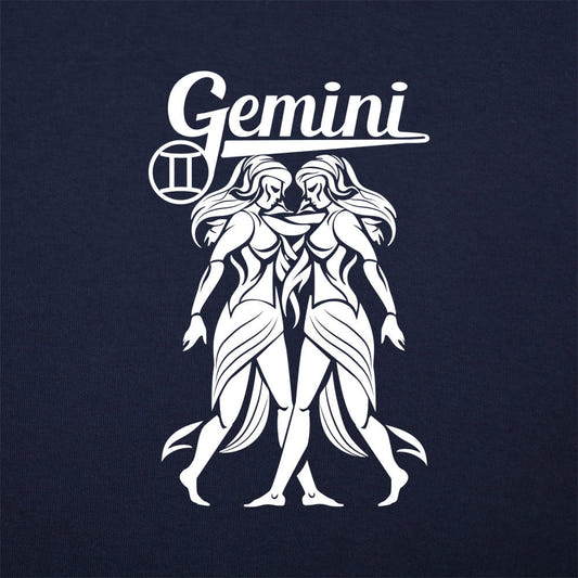 Gemini Zodiac Twins Symbol graphic Unisex Heavyweight T-Shirt in Navy Blue