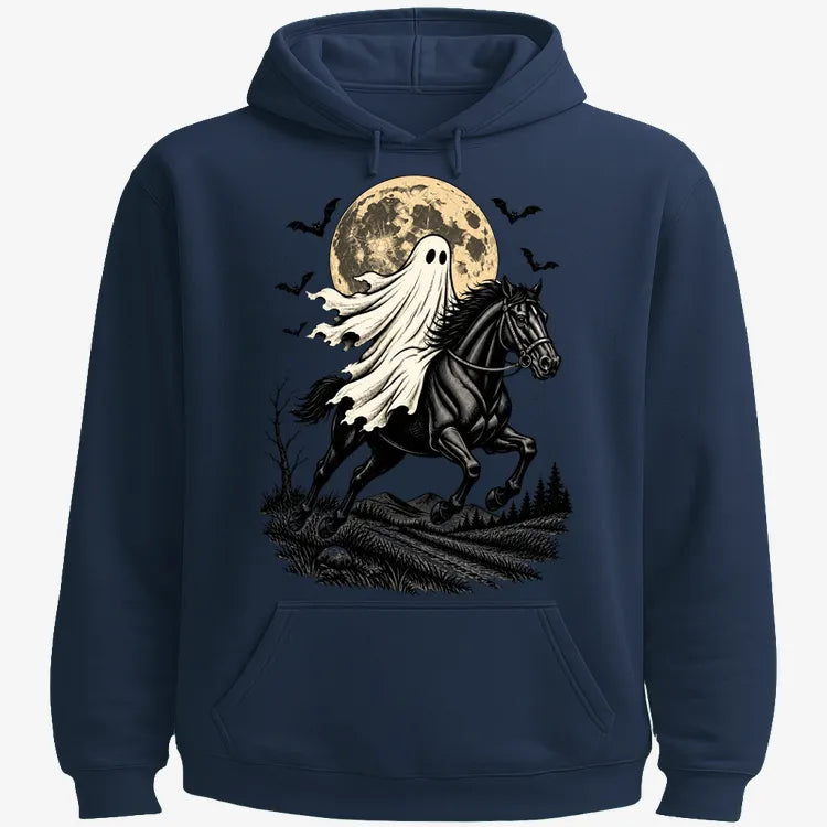 Ghost Rider on a Black Horse-Hoodie-Navy Blue
