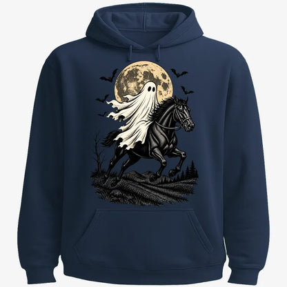 Ghost Rider on a Black Horse-Hoodie-Navy Blue