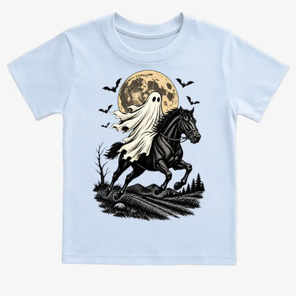 Ghost Rider on a Black Horse-Kids T-Shirt-Blue