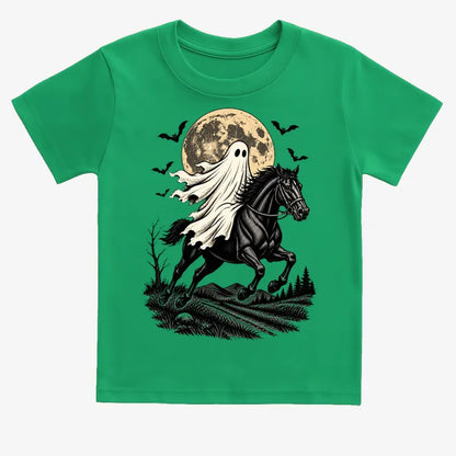 Ghost Rider on a Black Horse-Kids T-Shirt-Green