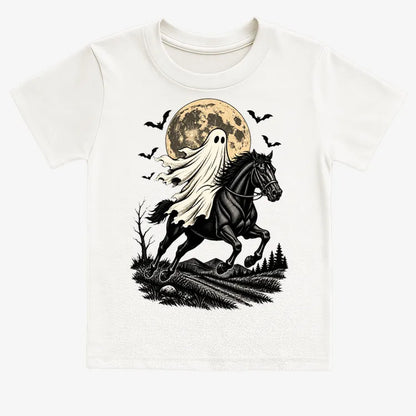 Ghost Rider on a Black Horse-Kids T-Shirt-White