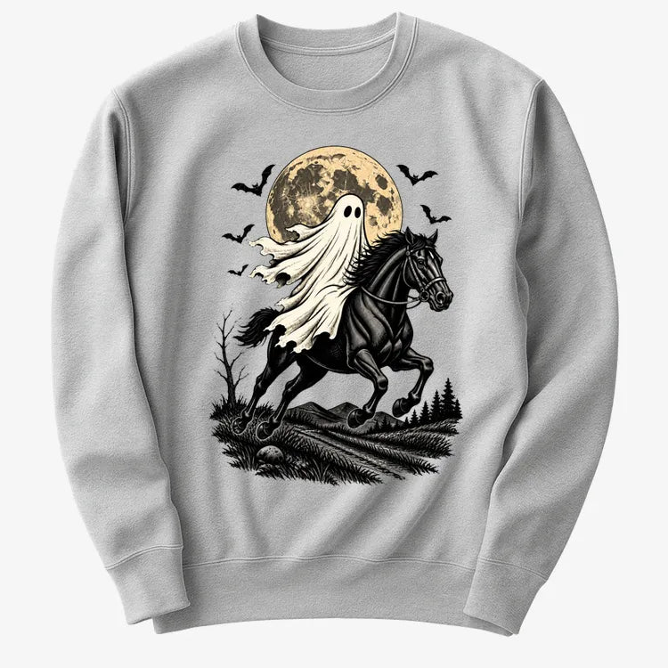 Ghost Rider on a Black Horse-Sweatshirt-Gray Heather