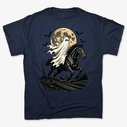 Ghost Rider on a Black Horse-Unisex Heavyweight T-Shirt-Navy Blue