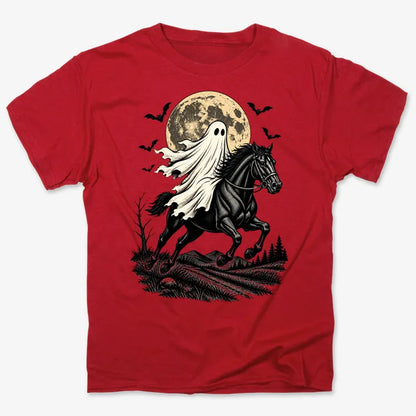 Ghost Rider on a Black Horse-Unisex Heavyweight T-Shirt-Red