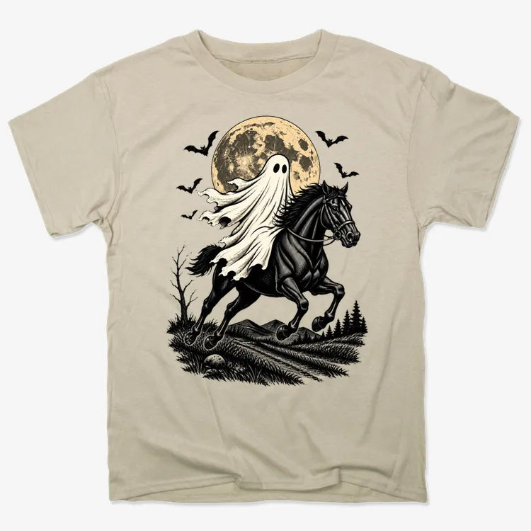 Ghost Rider on a Black Horse-Unisex Heavyweight T-Shirt-Sand