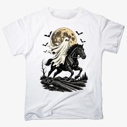 Ghost Rider on a Black Horse-Unisex Heavyweight T-Shirt-White