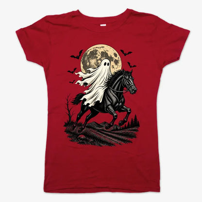 Ghost Rider on a Black Horse-Women's T-Shirt-Deep Red