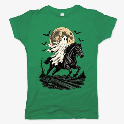 Ghost Rider on a Black Horse-Women's T-Shirt-Lucky Green