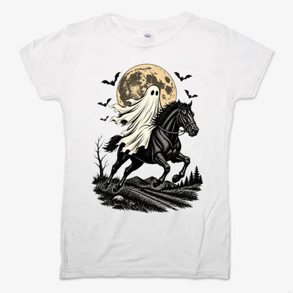 Ghost Rider on a Black Horse-Women's T-Shirt-Snow