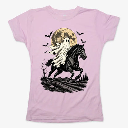 Ghost Rider on a Black Horse-Women's T-Shirt-Soft Pink