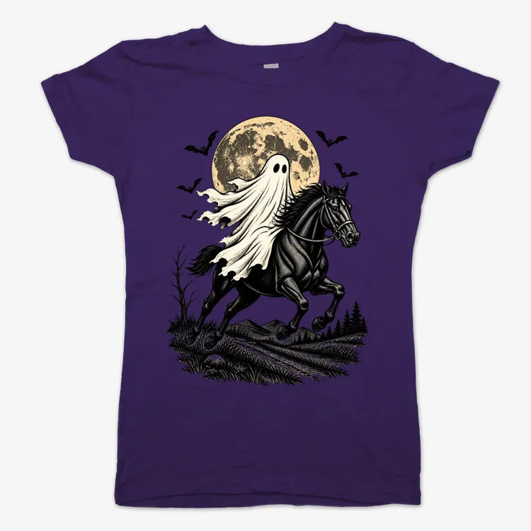 Ghost Rider on a Black Horse-Women's T-Shirt-Violet
