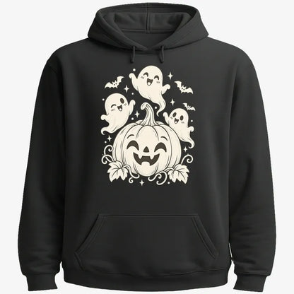 Happy Pumpkin and Ghosts-Hoodie-Black