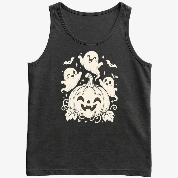 Happy Pumpkin and Ghosts-Men's Tank Top-Black