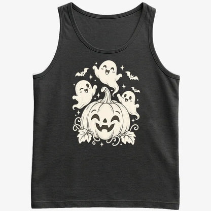 Happy Pumpkin and Ghosts-Men's Tank Top-Black