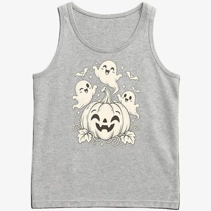 Happy Pumpkin and Ghosts-Men's Tank Top-Gray Heather