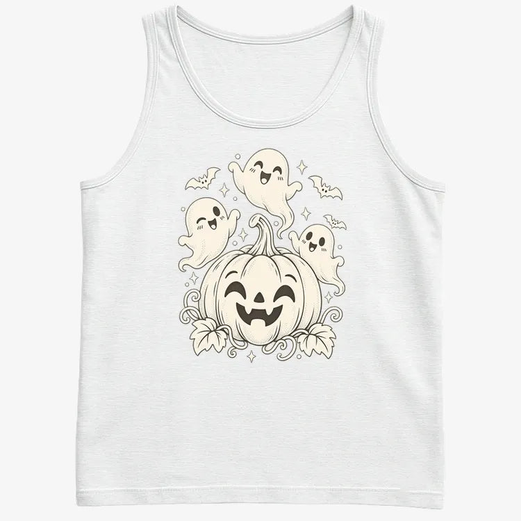 Happy Pumpkin and Ghosts-Men's Tank Top-White