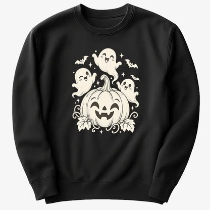 Happy Pumpkin and Ghosts-Sweatshirt-Black