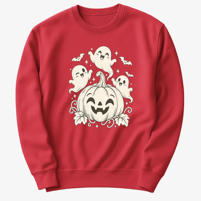 Happy Pumpkin and Ghosts-Sweatshirt-Red